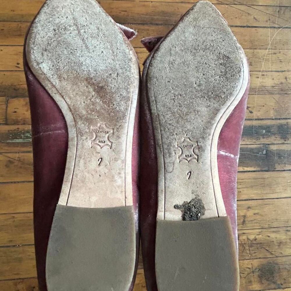 Sam Edelman Raisa Pink Blush Velvet Studded Bow Pointed Toe Flats 7 - Picture 5 of 6